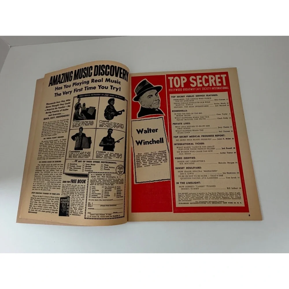 Top Secret Magazine April 1958 Elvis Presley Frank Sinatra Lena Horne Vintage